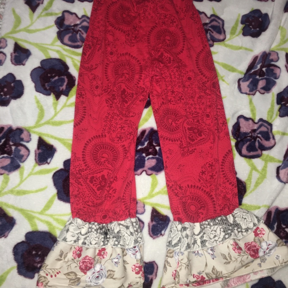 Little girl ruffled boutique pants